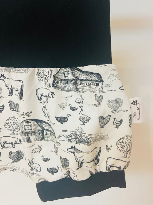 Short évolutif ferme noir et blanc