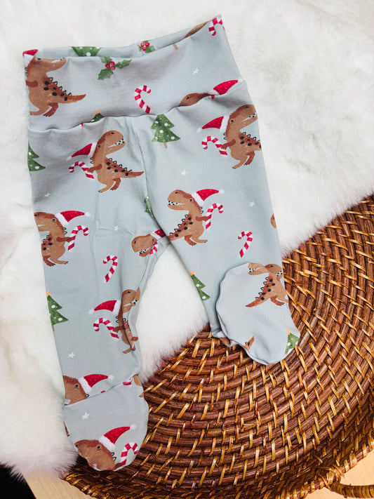 Pantalon à pieds dino de Noël